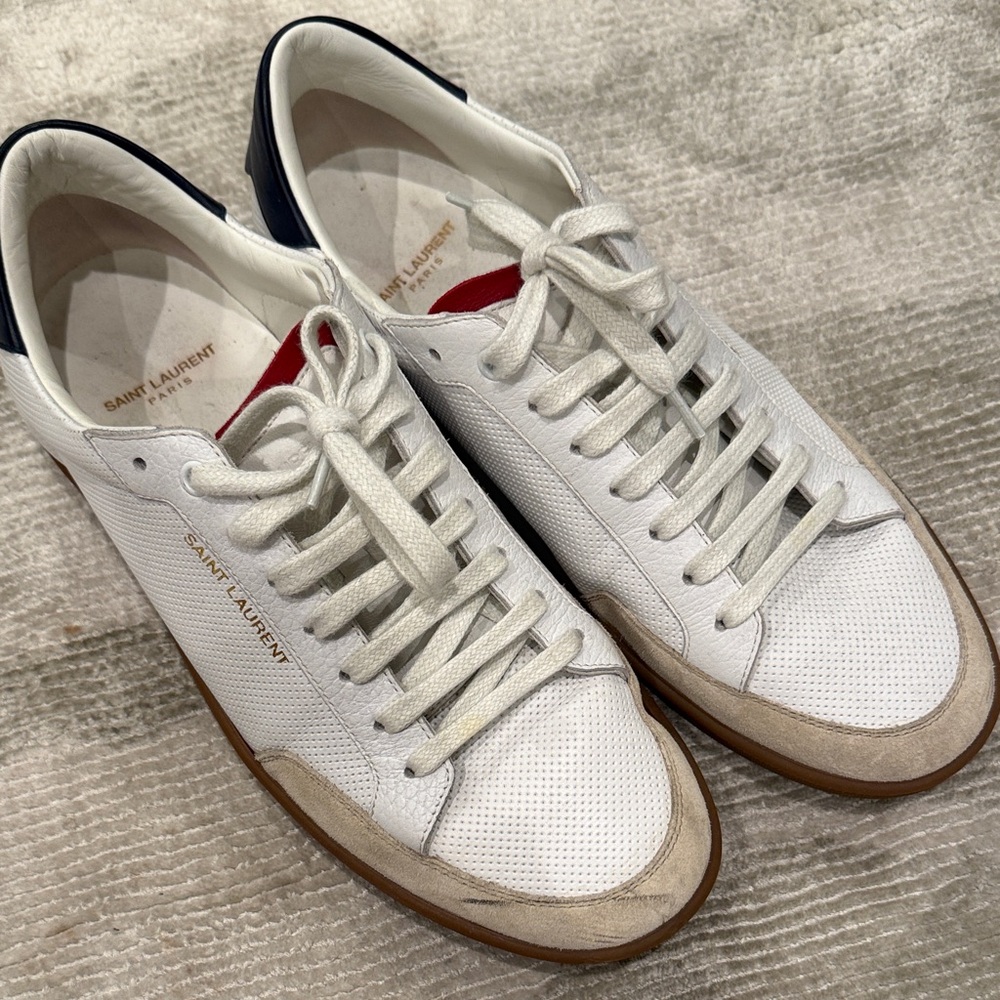 Saint Laurent White and Navy Men's Sneakers